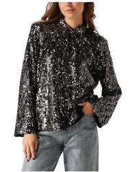 Gestuz - Overhemden ,Zwart ,Pailletten Zwarte Pailletten Blouse Voor Vrouwen - Lyst