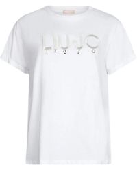Liu Jo - Tops ,Wit ,Katoen T-Shirt Met Korte Mouwen - Lyst