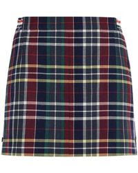 Thom Browne - Geruite Wol Mini Rok - Lyst