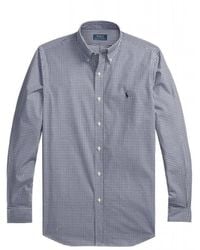 Ralph Lauren - Overhemden ,Blauw ,Katoen Custom Fit Gingham Stretch Poplin Shirt - Lyst