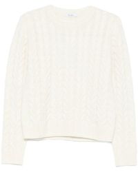 Max Mara - Truien & Vesten ,Wit ,Kasjmier Witte Kabeltrui Ronde Hals Sweater - Lyst