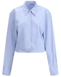 Prada - Geknipte Poplin Overhemd - Lyst