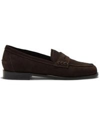Aeyde - Kaffeebraune Wildleder Penny Slot Schuhe - Lyst