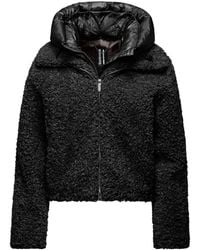Bomboogie - Korte Bimaterial Jas Met Afneembare Capuchon - Lyst