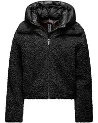 Bomboogie - Korte Bimaterial Jas Met Afneembare Capuchon - Lyst