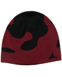 Roa - Donkerrode Wol Beanie Muts - Lyst