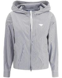Prada - Gestreept Jack Met Capuchon - Lyst