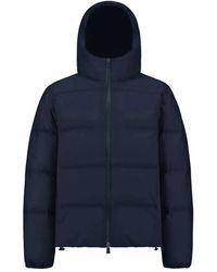 Herno - Jassen ,Blauw ,Polyester Impact Hooded Zip-Up Puffer Jacket - Lyst