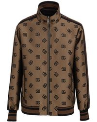 Dolce & Gabbana - Zip-Up Jacket With All-Over Logo - Lyst