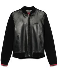 Gucci - Schwarze bomberjacke mit logopatch - Lyst
