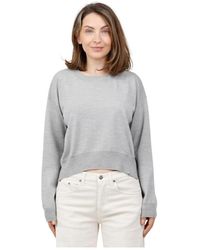 Dondup - Cropped Oversized Rundhalspullover Aus Extrafeiner Merinowolle - Lyst
