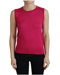 Dolce & Gabbana - Dames Roze Zijden Vest Pullover Ronde Hals Mouwloze Top - Lyst