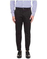 BRIGLIA - Schwarze Chino-Hose Mit Tiberio-Falte - Lyst