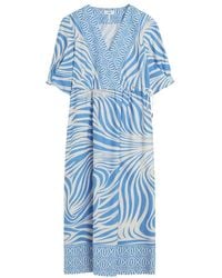 Cinque - Kleedjes ,Veelkleurig ,Katoen Elegante V-Hals Geplooide Jurk - Lyst
