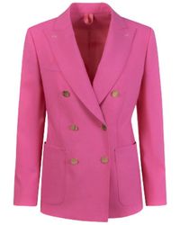 Max Mara - Jassen ,Roze ,Leer Getailleerd Double-Breasted Jasje - Lyst
