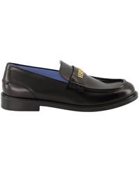 Versace - Schwarze leder-slip-on-mokassins - Lyst