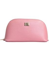 Dolce & Gabbana - Rosa leder reißverschluss geldbörse mit logo - Lyst