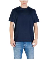 Calvin Klein - Tops ,Blauw ,Katoen Blauw Katoenen T-Shirt Voor Mannen - Lyst