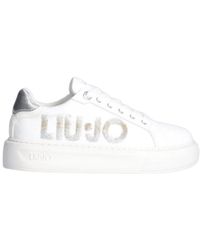 Liu Jo - Zapatos planos blancos con logo de lentejuelas - Lyst