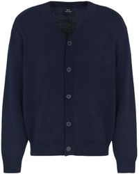 ARMANI EXCHANGE - Truien & Vesten ,Blauw ,Katoen Button Up Cardigan - Lyst