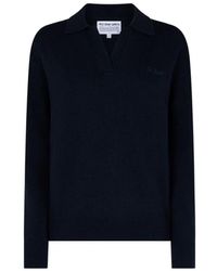 MC2 Saint Barth - Truien & Vesten ,Blauw ,Wol Eze V-Neck Sweater - Lyst