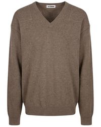 Jil Sander - Truien & Vesten ,Groen ,Wol Wool Blend V-Neck Sweater - Lyst