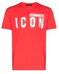 DSquared² - Tops ,Rood ,Katoen Icon Cool Fit T-Shirt - Lyst
