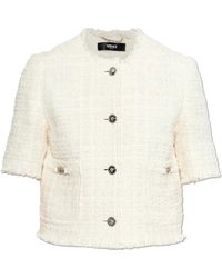 Versace - Jassen ,Tweed Tweed Cardigan Met Korte Mouwen - Lyst