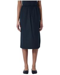 Rier - Rokken ,Zwart ,Katoen Elastische Taille Midi Rok - Lyst