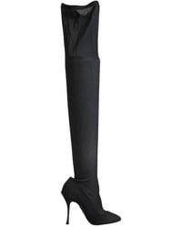 Dolce & Gabbana - Black Stretch Socks Knee High Boots Shoes - Lyst