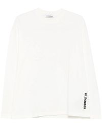 Jil Sander - Tops ,Wit ,Katoen Lange Mouwen Katoenen T-Shirt Met Logo Detail - Lyst