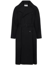 Saint Laurent - Jassen ,Zwart ,Katoen Lange Jas - Lyst
