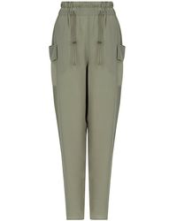 Emporio Armani Pantalones con cordón en la cintura de cupro ligero - Grün