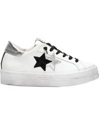 2Star - Schoenen ,Wit ,Leer Witte Leren Platform Sneakers Voor Vrouwen - Lyst
