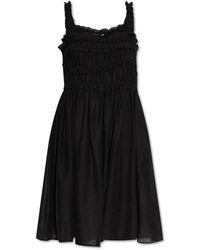 Tory Burch - Kleedjes ,Zwart ,Linnen Jurk Met Bandjes En Drapering - Lyst