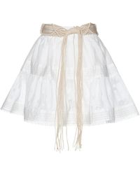 Silvian Heach - Korte Rok Met Gevlochten Riem En Geborduurde Details - Lyst