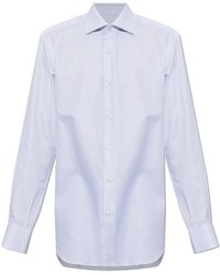 Brioni - Overhemden ,Blauw ,Katoen Cotton Shirt - Lyst