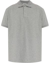 Moncler - Tops ,Grijs ,Katoen Polo Shirt Met Kenmerkende Logo Patch - Lyst