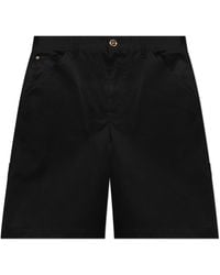 Versace - Korte Broeken ,Zwart ,Katoen Gabardine Cargo Shorts - Lyst