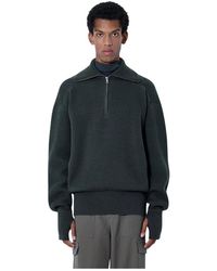 Rier - Truien & Vesten ,Groen ,Wol Ribbed High Neck Sweatshirt - Lyst