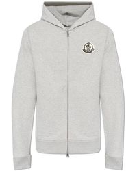 Moncler - Hoodies & Sweatvesten ,Grijs ,Katoen Zip-Through Hoodie - Lyst