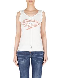 DSquared² - Tops ,Wit ,Katoen Witte Katoenen Pizza Cami Top - Lyst
