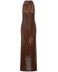 Self-Portrait - Maxi Jurk Met Strass Steentjes En Racerback - Lyst