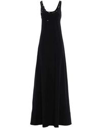Paco Rabanne Crepe Satin Long Dress - Zwart