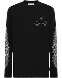Philipp Plein - Tops ,Zwart ,Katoen Long Sleeve T-Shirt Chrome Crest - Lyst