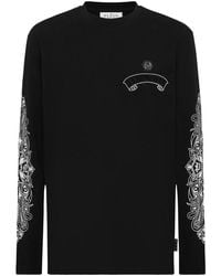 Philipp Plein - Tops ,Zwart ,Katoen Long Sleeve T-Shirt Chrome Crest - Lyst