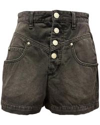 Isabel Marant - Denim Shorts Knoopsluiting Vijf-Pocket Constructie Logo Patch - Lyst
