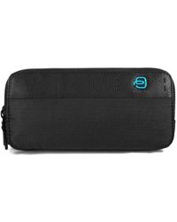 Piquadro - Borsa in pelle e tessuto nero - Lyst