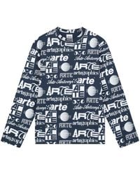 Arte' - Tops ,Blauw ,Polygraphic Logo Long Sleeve T-Shirt - Lyst