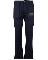 Moschino - Broeken ,Blauw ,Katoen Rechte Broek Met Zichtbare Zakken - Lyst